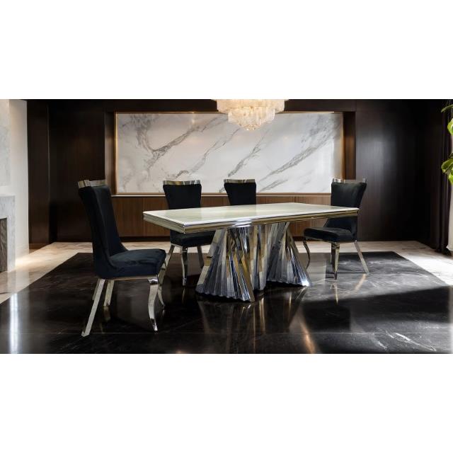  Furniture of America Basilicata FM33001SV-T-7PC-12GY 7 Pc Dining Table Set IMAGE 1