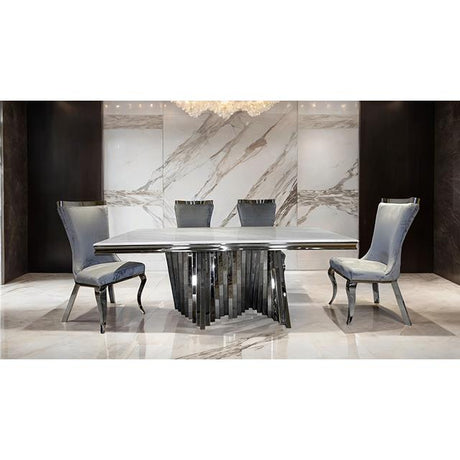  Furniture of America Basilicata FM33001SV-T-7PC-12GY 7 Pc Dining Table Set IMAGE 2