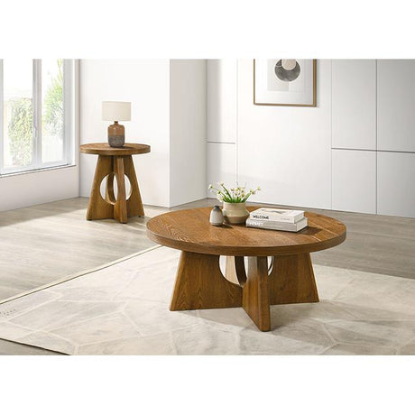  Furniture of America Olgod FM4223WN-CR Round Coffee Table IMAGE 2