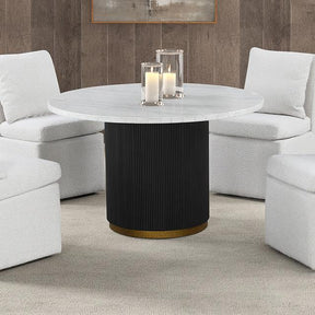  Furniture of America Varde FM3431WH-RT-TABLE Round Dining Marble Table IMAGE 1