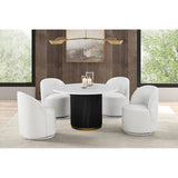  Furniture of America Varde FM3431WH-RT-TABLE Round Dining Marble Table IMAGE 4