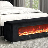  Furniture of America Elnath FM-BN6001BB Bench with Visual Wood Log Fireplace IMAGE 1