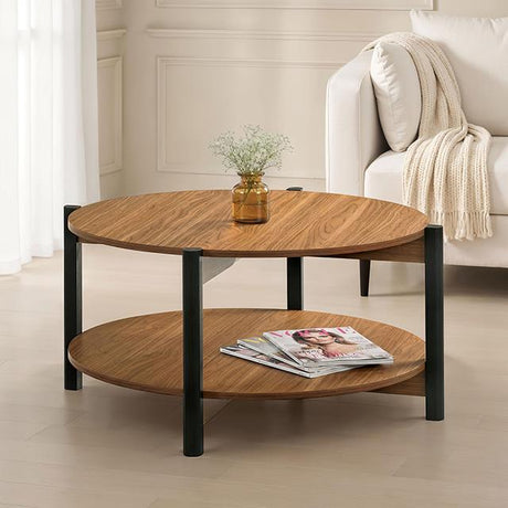  Furniture of America Hyde SL4200WN-CR Round Coffee Table IMAGE 2