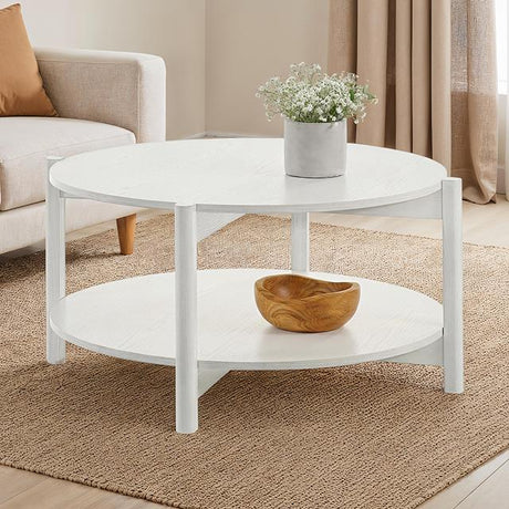  Furniture of America Hyde SL4200WH-CR Round Coffee Table IMAGE 1