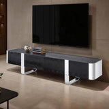  Furniture of America Leknes FM-AC8028SV-TV TV Stand Black with Silver Frame IMAGE 1