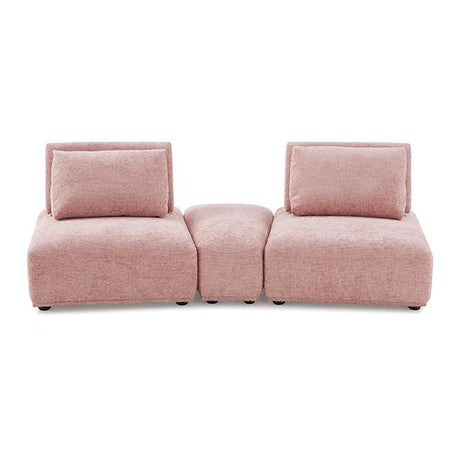  Furniture of America Stavanger FM63001PK-D Curved 2-Seater with Ottoman IMAGE 1