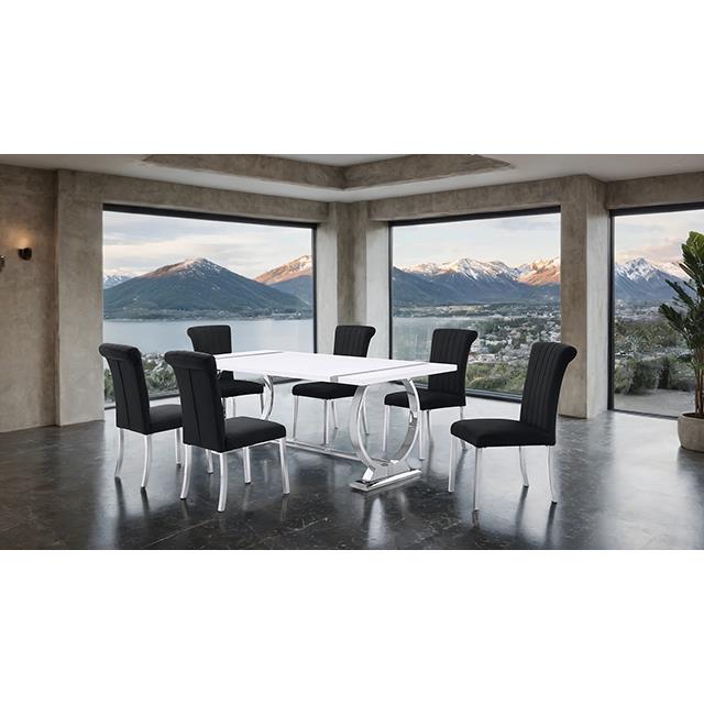  Furniture of America Holbaek FM37008SV-T-7PC-07SB 7 Pc 80" Dining Table Set IMAGE 2