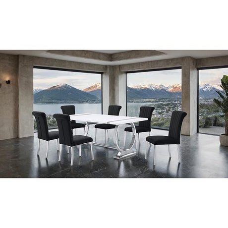  Furniture of America Holbaek FM37008SV-T-7PC-07SB 7 Pc 80" Dining Table Set IMAGE 2
