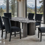  Furniture of America Selsey FM34007BK-T Black Stone Top Dining Table IMAGE 3