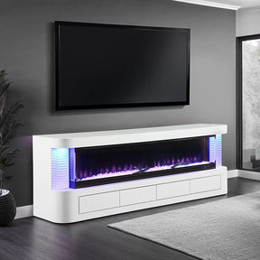 Furniture of America Luken FM-AC8010WH-TV 71" TV Stand with Electric Fire Place IMAGE 1