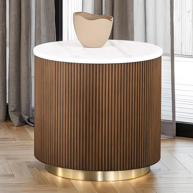  Furniture of America Virden FM47000BR-ER Round End Table IMAGE 1