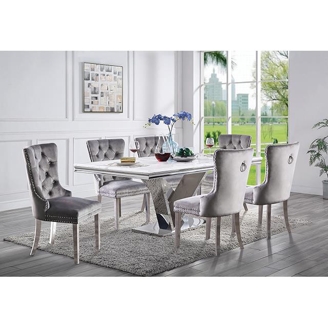  Furniture of America Valdevers CM3294T-7PC-AC261NV 7 Pc Dining Table Set IMAGE 1