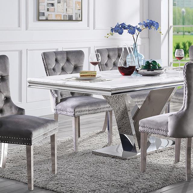  Furniture of America Valdevers CM3294T-7PC-AC261NV 7 Pc Dining Table Set IMAGE 4