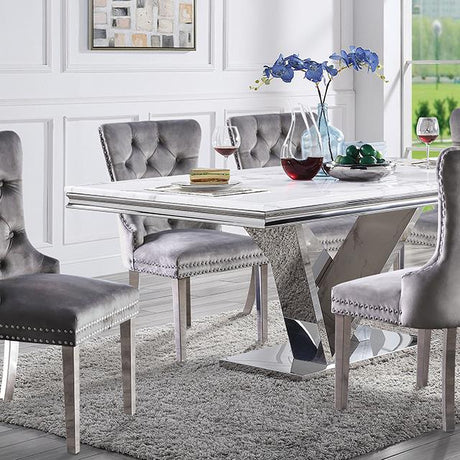  Furniture of America Valdevers CM3294T-7PC-AC261NV 7 Pc Dining Table Set IMAGE 4