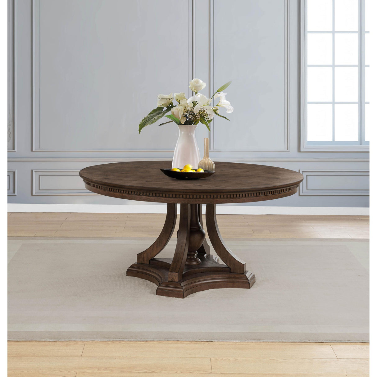  Coaster Furniture Ridgewell 104600 Round Pedestal Dining Table - Dark Oak IMAGE 2