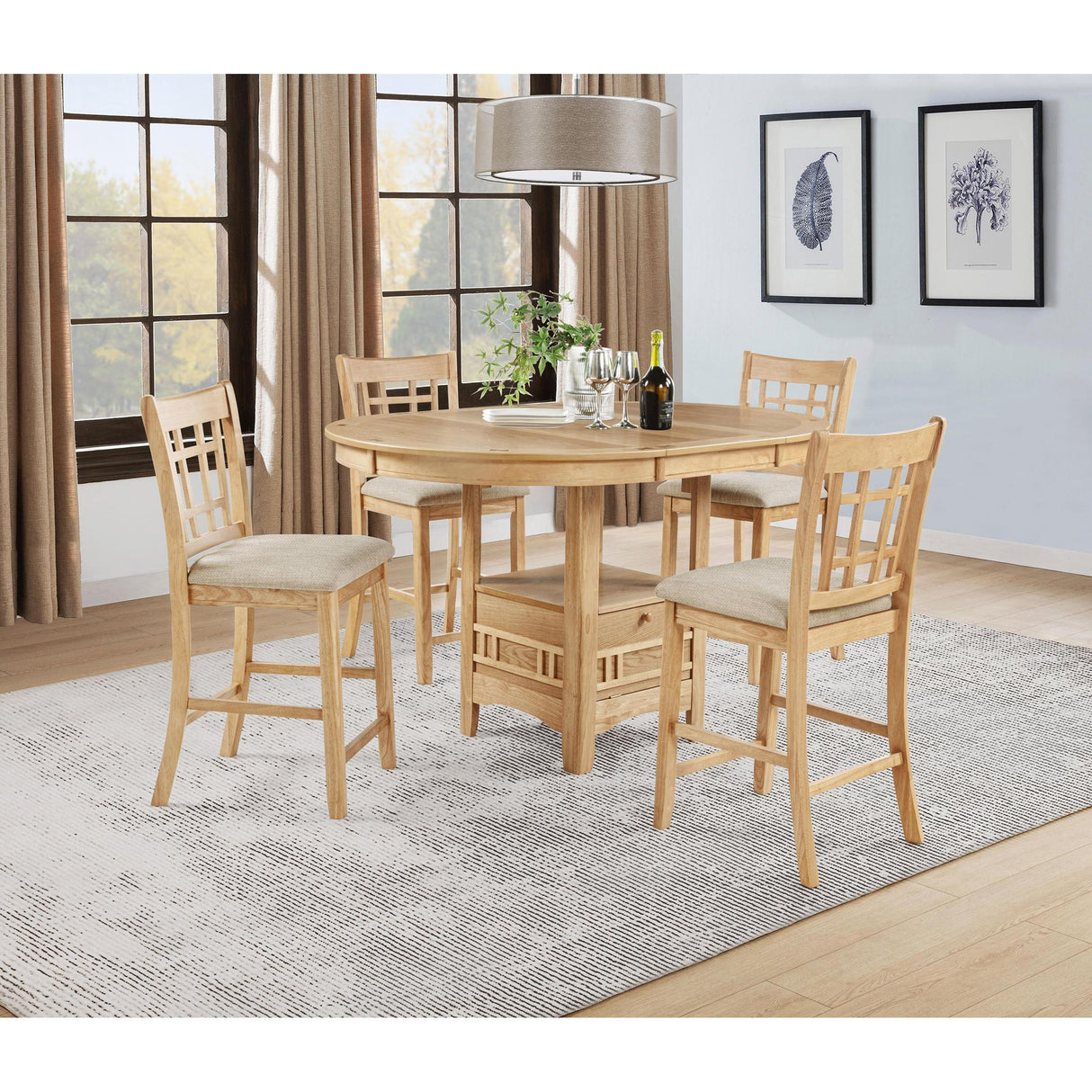  Coaster Furniture Lavon 106629 Set of 2 Wood Counter Height Dining Chair - Linen/Light Oak IMAGE 15