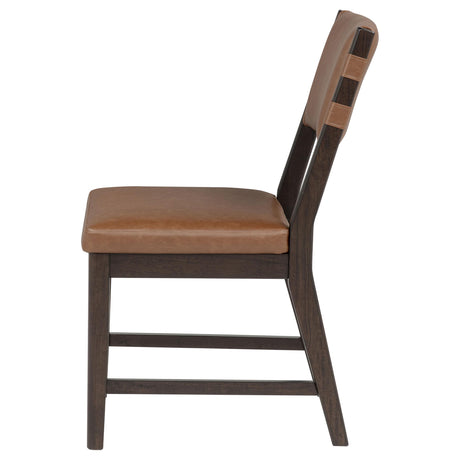  Coaster Furniture Tegan 107072 Set of 2 Faux Leather Upholstered Dining Side Chair - Cognac IMAGE 3