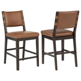  Coaster Furniture Tegan 107079 Set of 2 Faux Leather Upholstered Counter Height Chair - Cognac IMAGE 1