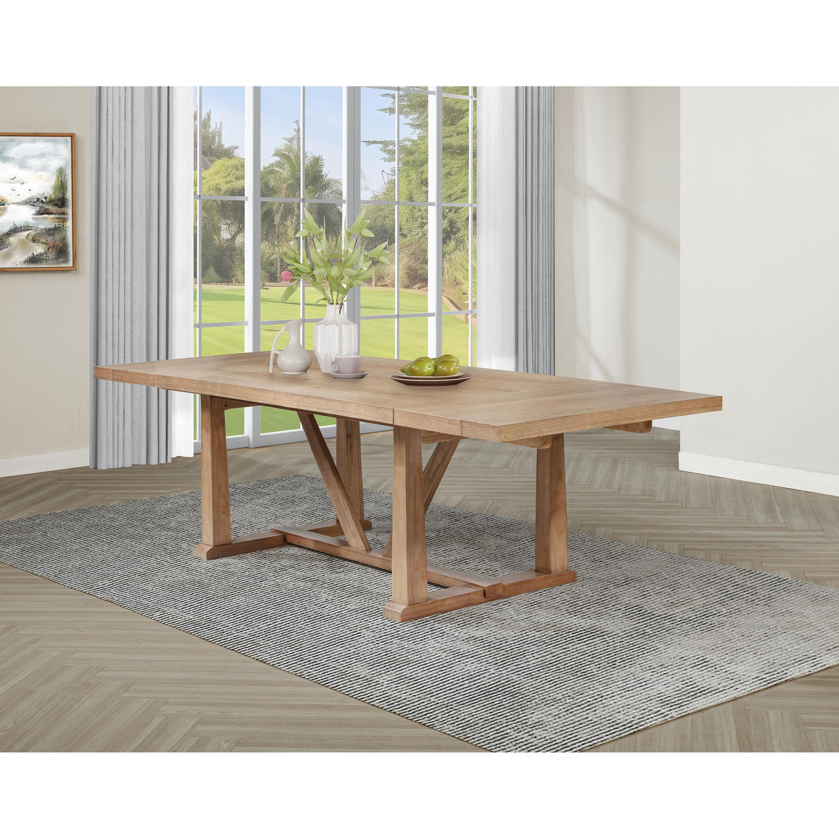  Coaster Furniture Middleton 108541 106-inch Extension Leaf Dining Table - Natural Brown IMAGE 10