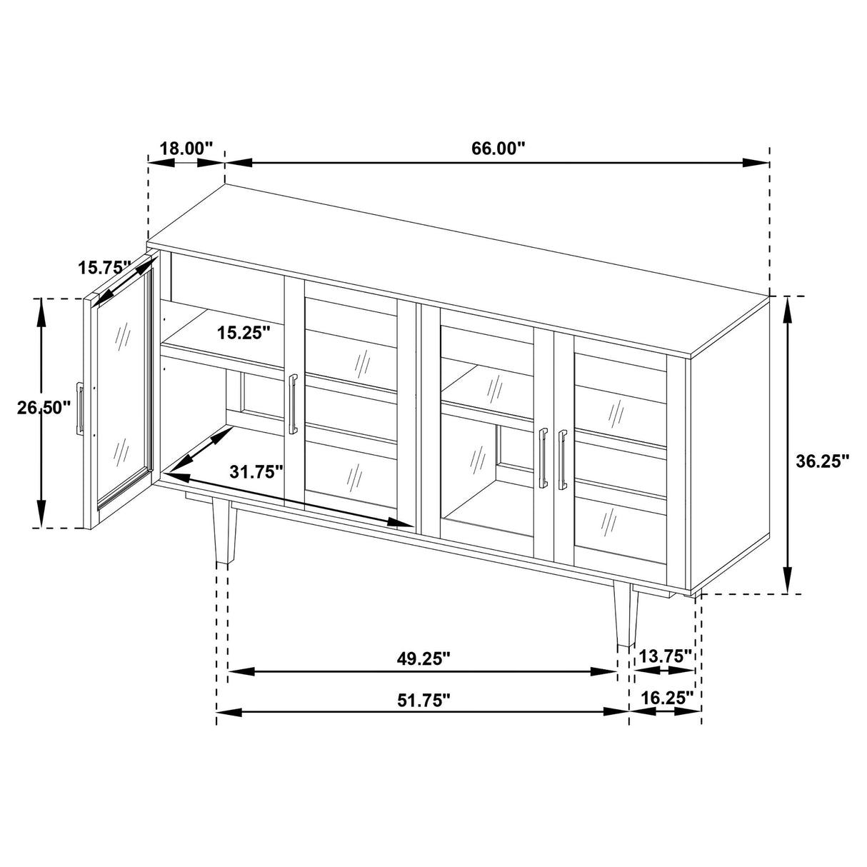  Coaster Furniture Middleton 108545NAT 4-door Sideboard Server with Dual Drawers - Natural IMAGE 17