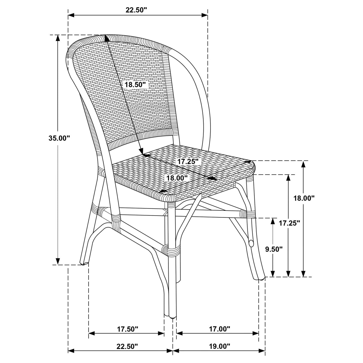  Coaster Furniture Lexley 109122 Set of 2 Woven Rattan Dining Side Chair - Brown IMAGE 10