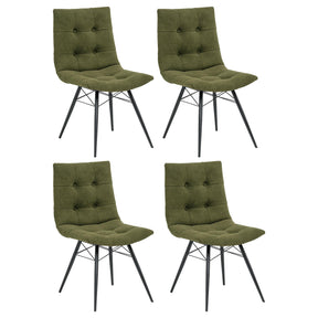  Coaster Furniture Aiken 110332FRT Set of 4 Fabric Upholstered Dining Side Chair - Saddle Forest Green IMAGE 1