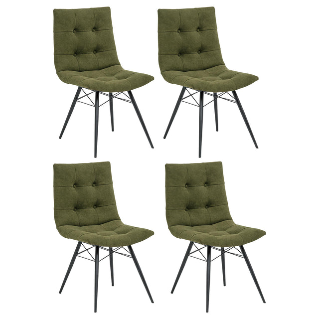  Coaster Furniture Aiken 110332FRT Set of 4 Fabric Upholstered Dining Side Chair - Saddle Forest Green IMAGE 1