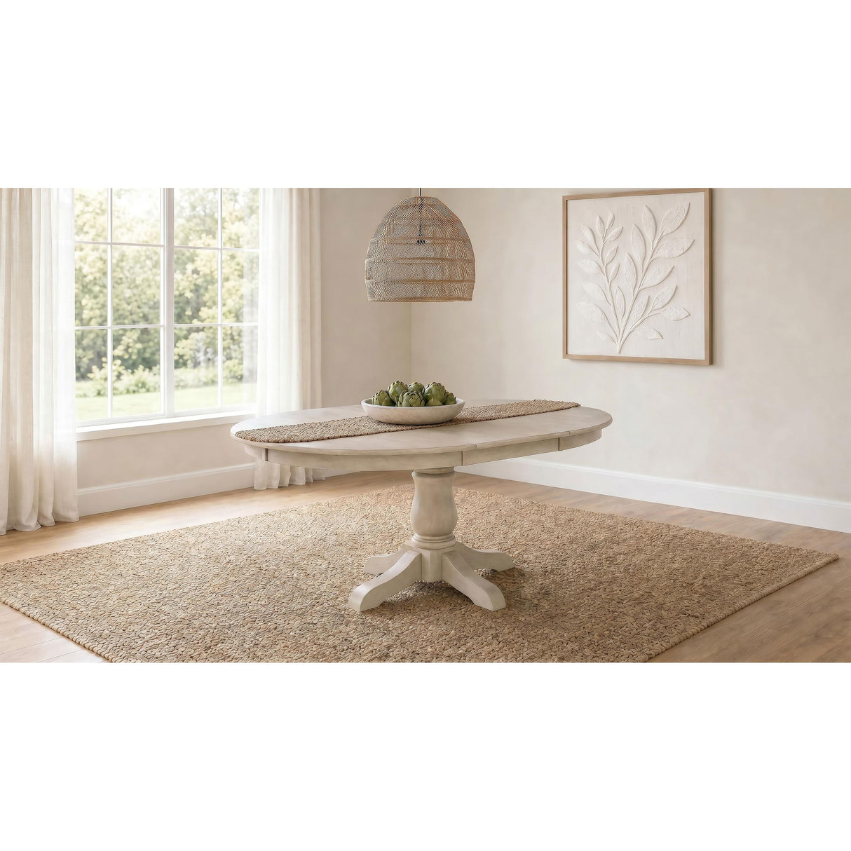  Coaster Furniture Orrison 121261 Oval 62-inch Wood Extension Leaf Dining Table - Linen IMAGE 5