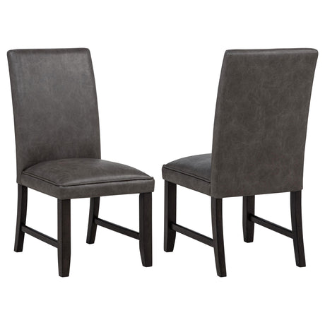  Coaster Furniture Averill 121292GRY Set of 2 Faux Leather Upholstered Dining Side Chair - Dark Grey IMAGE 1