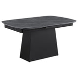  Coaster Furniture Potero 123131 73-inch Faux Marble Extension Leaf Dining Table - Black IMAGE 1