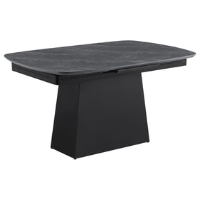  Coaster Furniture Potero 123131 73-inch Faux Marble Extension Leaf Dining Table - Black IMAGE 1