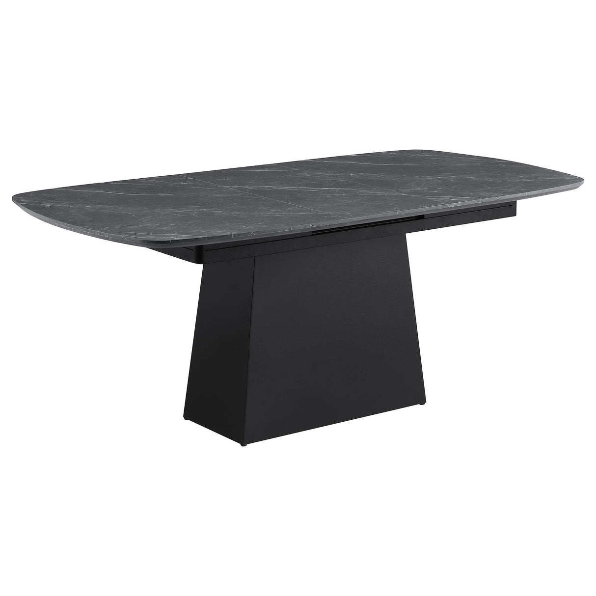  Coaster Furniture Potero 123131 73-inch Faux Marble Extension Leaf Dining Table - Black IMAGE 3