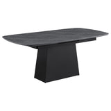  Coaster Furniture Potero 123131 73-inch Faux Marble Extension Leaf Dining Table - Black IMAGE 3