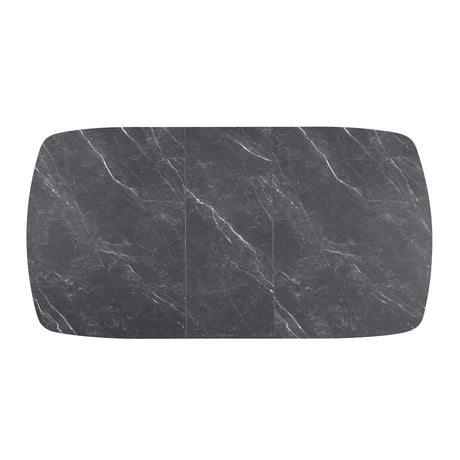  Coaster Furniture Potero 123131 73-inch Faux Marble Extension Leaf Dining Table - Black IMAGE 4