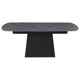  Coaster Furniture Potero 123131 73-inch Faux Marble Extension Leaf Dining Table - Black IMAGE 5