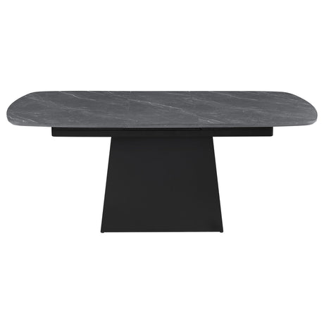  Coaster Furniture Potero 123131 73-inch Faux Marble Extension Leaf Dining Table - Black IMAGE 5