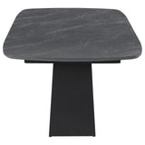  Coaster Furniture Potero 123131 73-inch Faux Marble Extension Leaf Dining Table - Black IMAGE 7