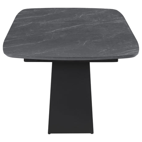 Coaster Furniture Potero 123131 73-inch Faux Marble Extension Leaf Dining Table - Black IMAGE 7