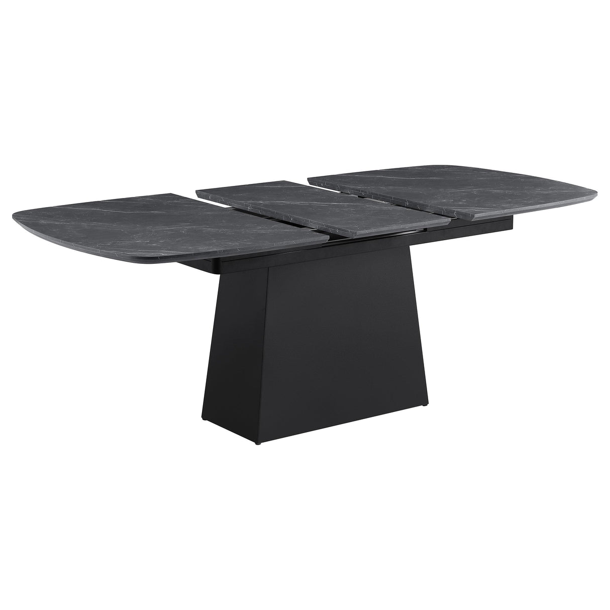  Coaster Furniture Potero 123131 73-inch Faux Marble Extension Leaf Dining Table - Black IMAGE 8