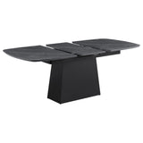  Coaster Furniture Potero 123131 73-inch Faux Marble Extension Leaf Dining Table - Black IMAGE 8