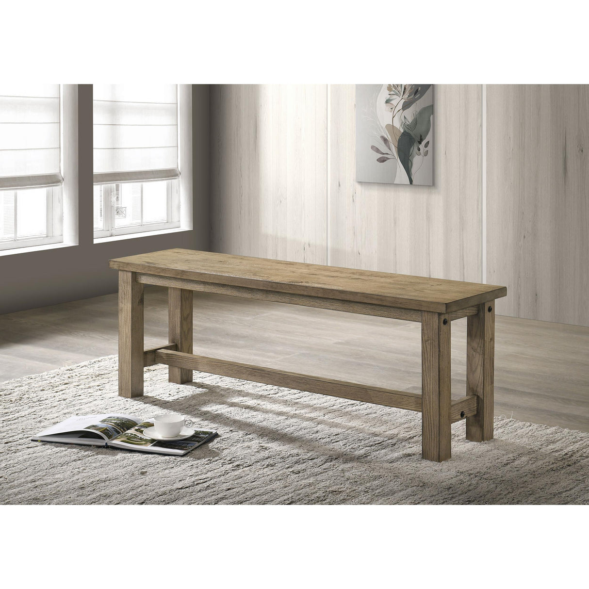  Coaster Furniture Cardova 192923 51-inch Solid Wood Dining Bench - Vineyard Oak IMAGE 5