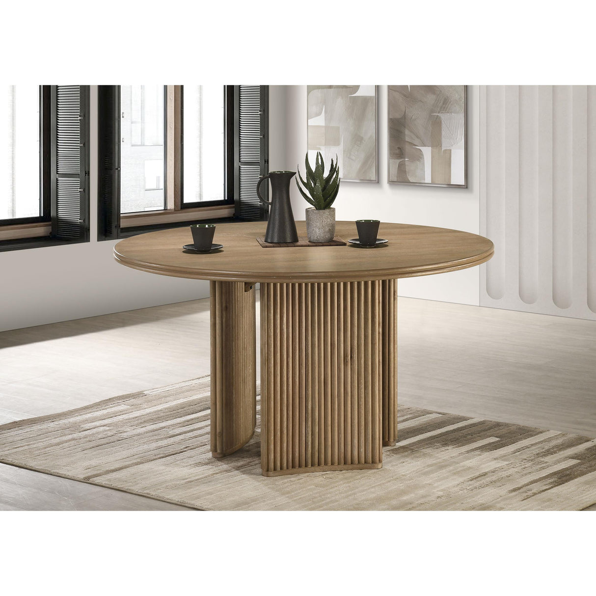  Coaster Furniture Adina 193610 53-inch Round Wood Dining Table  - Distressed Light Brown IMAGE 3