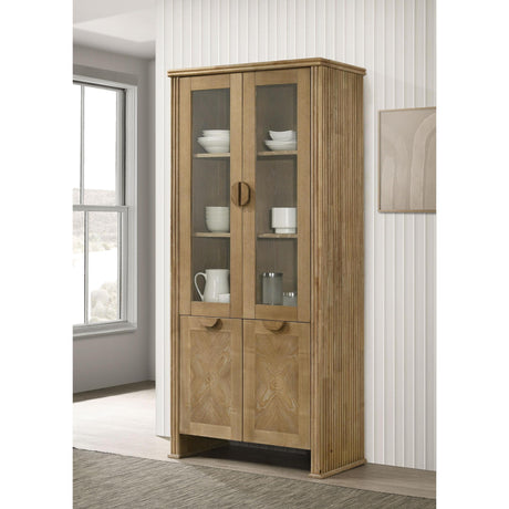  Coaster Furniture Adina 193616 77-inch Tall Display Cabinet  - Distressed Light Brown IMAGE 2