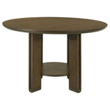  Coaster Furniture Ottowa 193660 47-inch Round Wood Dining Table with Shelf - Brown IMAGE 2