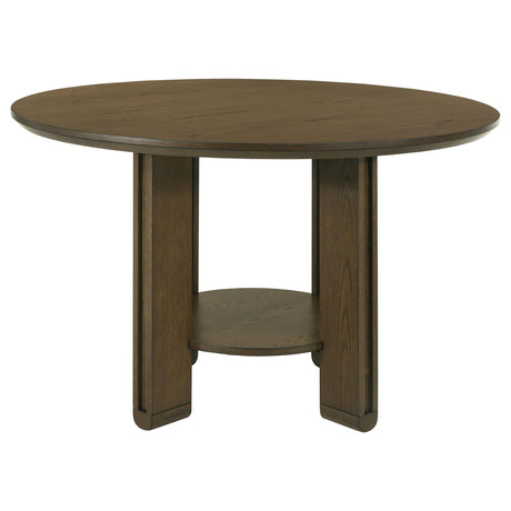  Coaster Furniture Ottowa 193660 47-inch Round Wood Dining Table with Shelf - Brown IMAGE 2