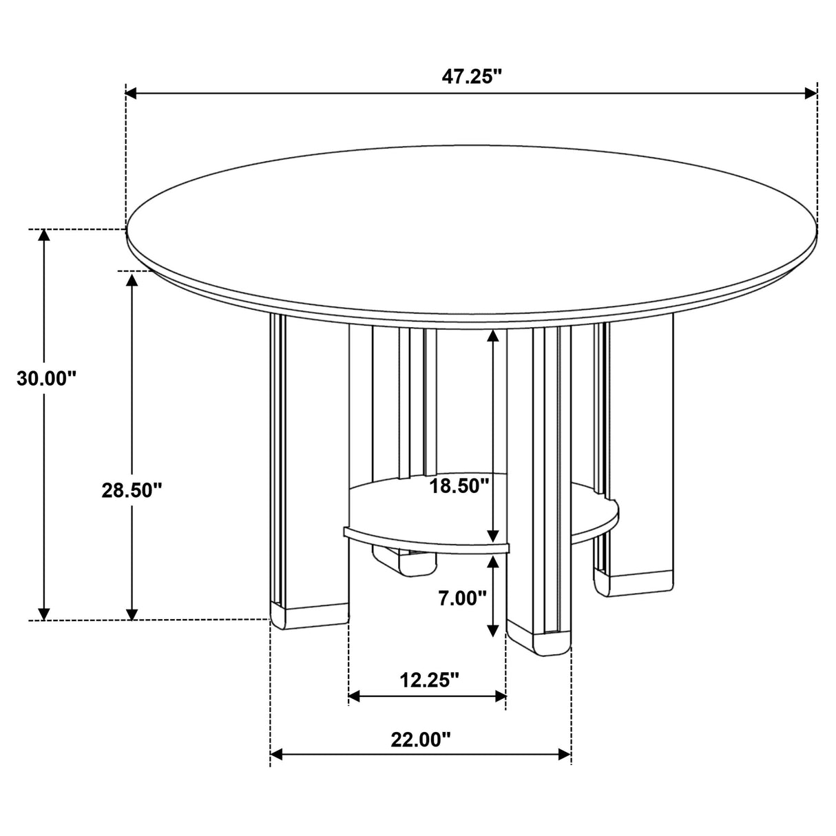  Coaster Furniture Ottowa 193660 47-inch Round Wood Dining Table with Shelf - Brown IMAGE 6