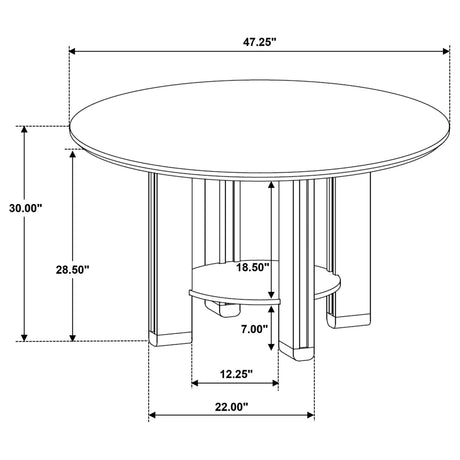  Coaster Furniture Ottowa 193660 47-inch Round Wood Dining Table with Shelf - Brown IMAGE 6