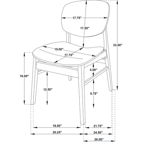  Coaster Furniture Benford 193832 Set of 2 Dining Side Chair Wood Seat - Dark Brown IMAGE 14