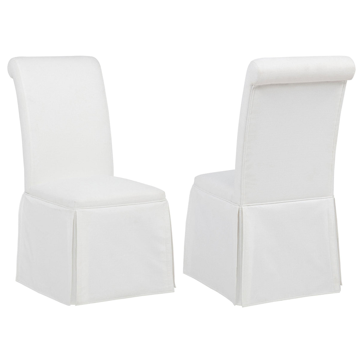  Coaster Furniture Shawna 193912WHT Set of 2 Upholstered Skirted Side Chair - White IMAGE 1