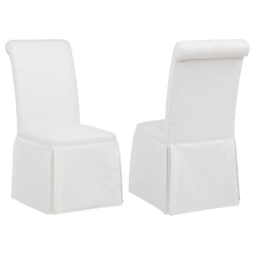  Coaster Furniture Shawna 193912WHT Set of 2 Upholstered Skirted Side Chair - White IMAGE 1